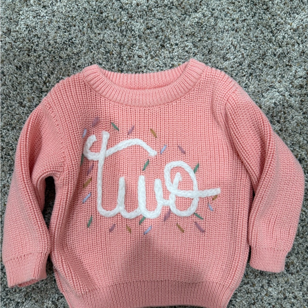 NWOT Pink Chunky Knit Birthday Sweater